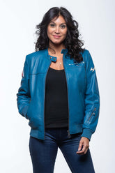 Men’s Alpine Jean leather jacket royal blue